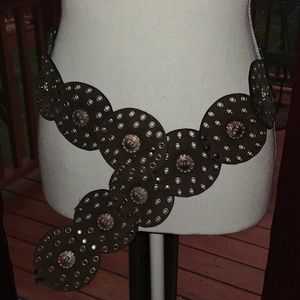 Brown ultra suede silver studs M/L